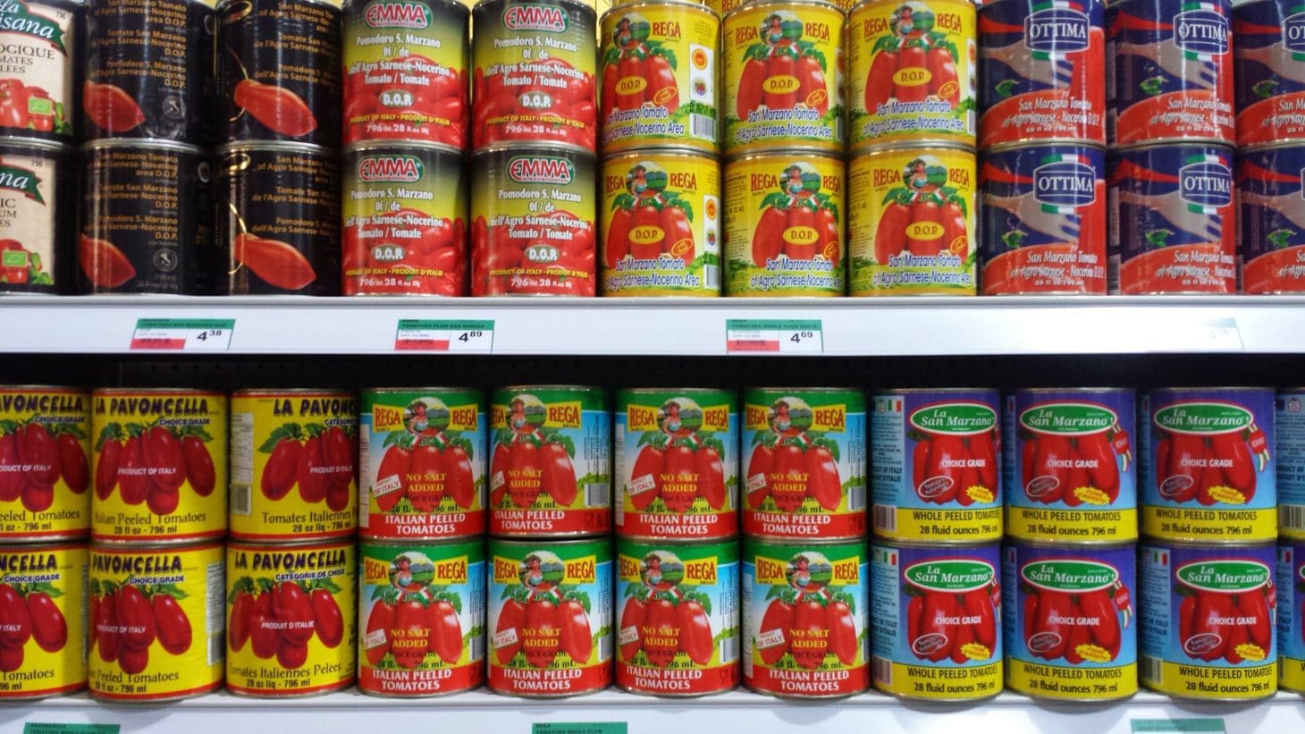 Cans of San Marzano Tomatoes