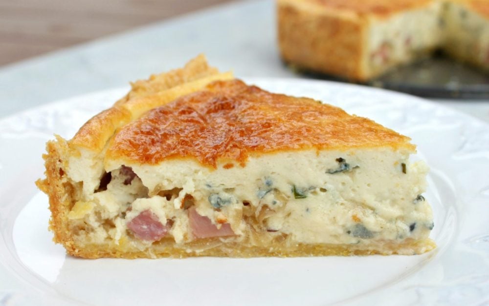A Ham, Blue Cheese, and Pear Quiche CTBF Dish 'n' the Kitchen