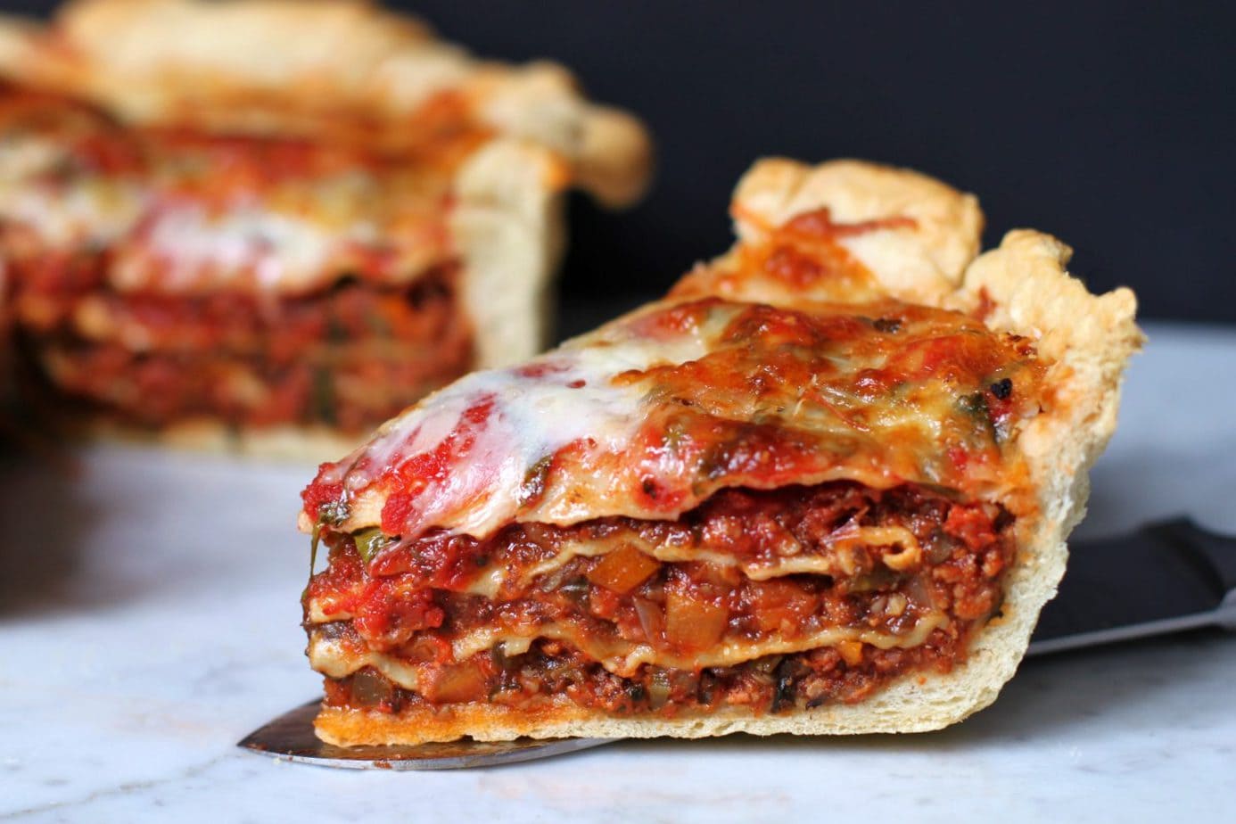 Sky High Pizza Pie is a creation of Epic Proportions. It's a Pizza, and a lasagne all in one! #lasagne #lasagna #lasagnapizza #pizza #deepdishpizza