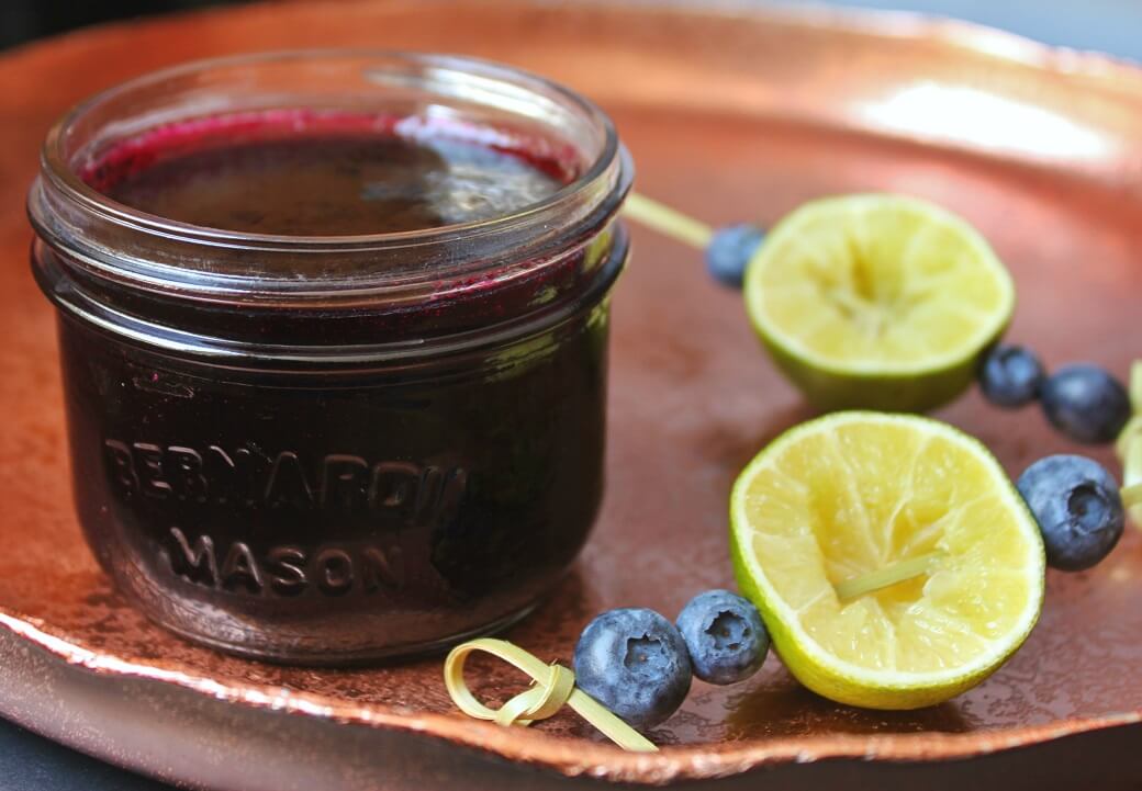 a jar of blueberry preserves