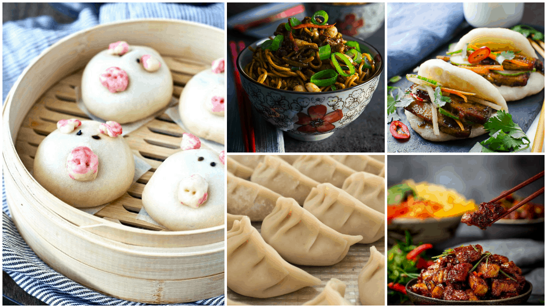 Dish 'n' the Kitchen's 33 Asian Pork Recipe Roundup for Lunar New Year contains some of the tastiest recipes using pork, the other white meat. #LunarNewYear #YearofthePig #PorkRecipes #Pork