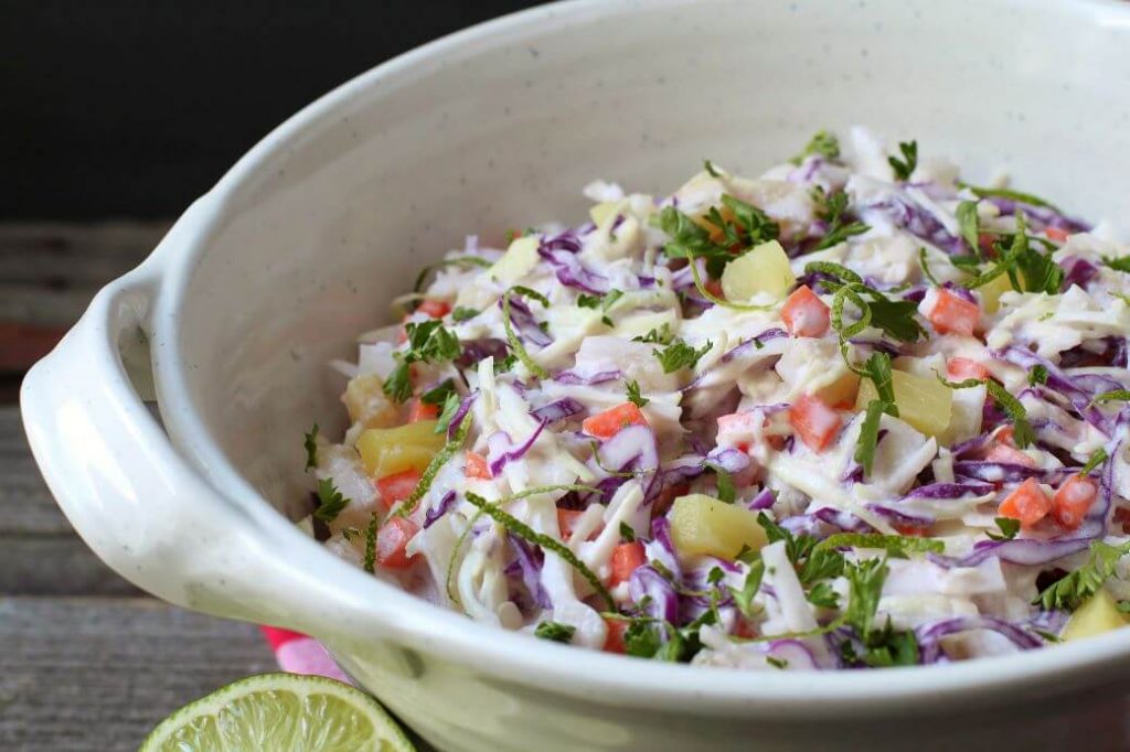 Tropical Pineapple Coconut Coleslaw Dish 'n' the Kitchen