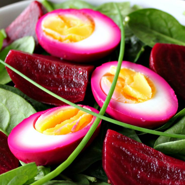 Pickled Egg and Beet Spinach Salad Dish 'n' the Kitchen