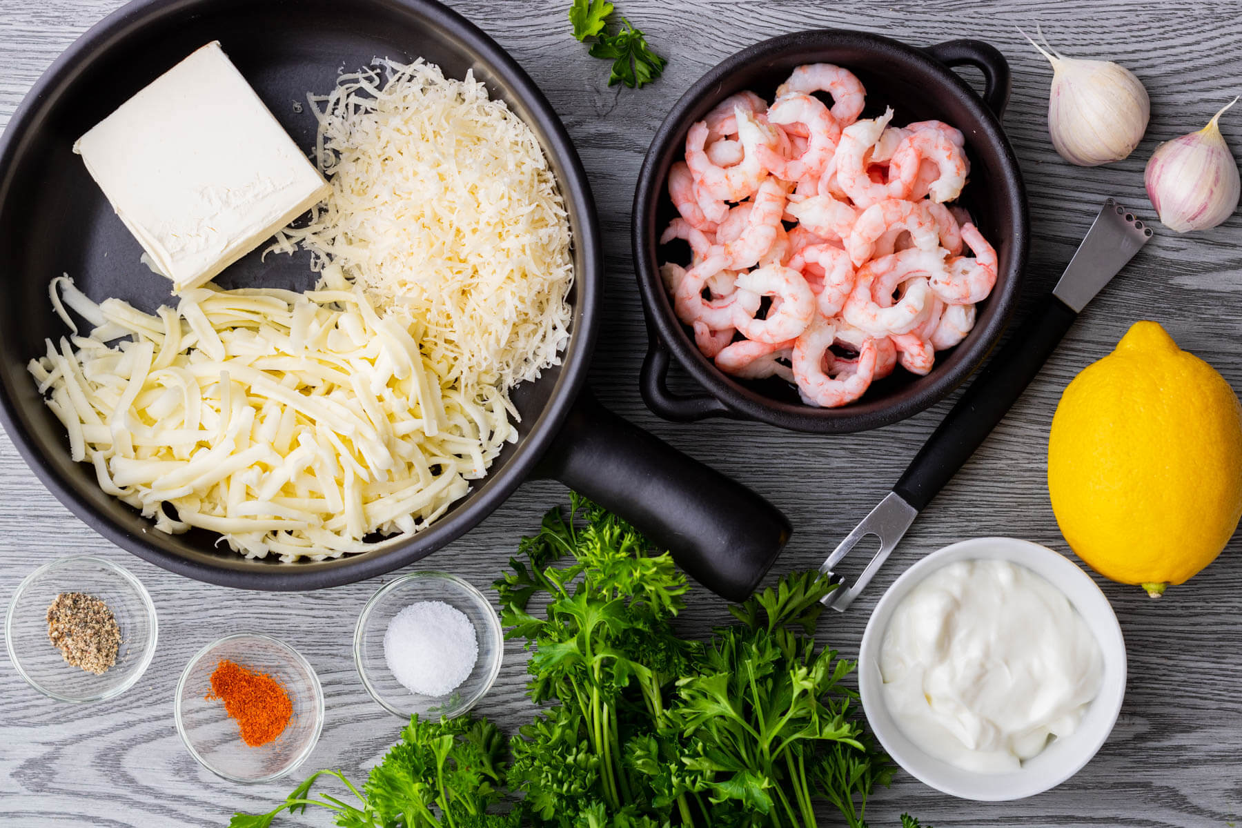 Ingredients used to make Shrimp Scampi Dip