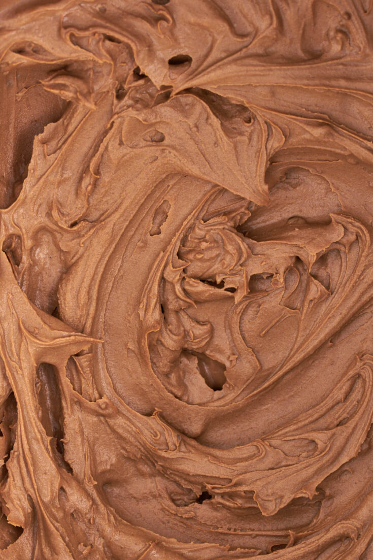 Close up of brown nutella frosting.