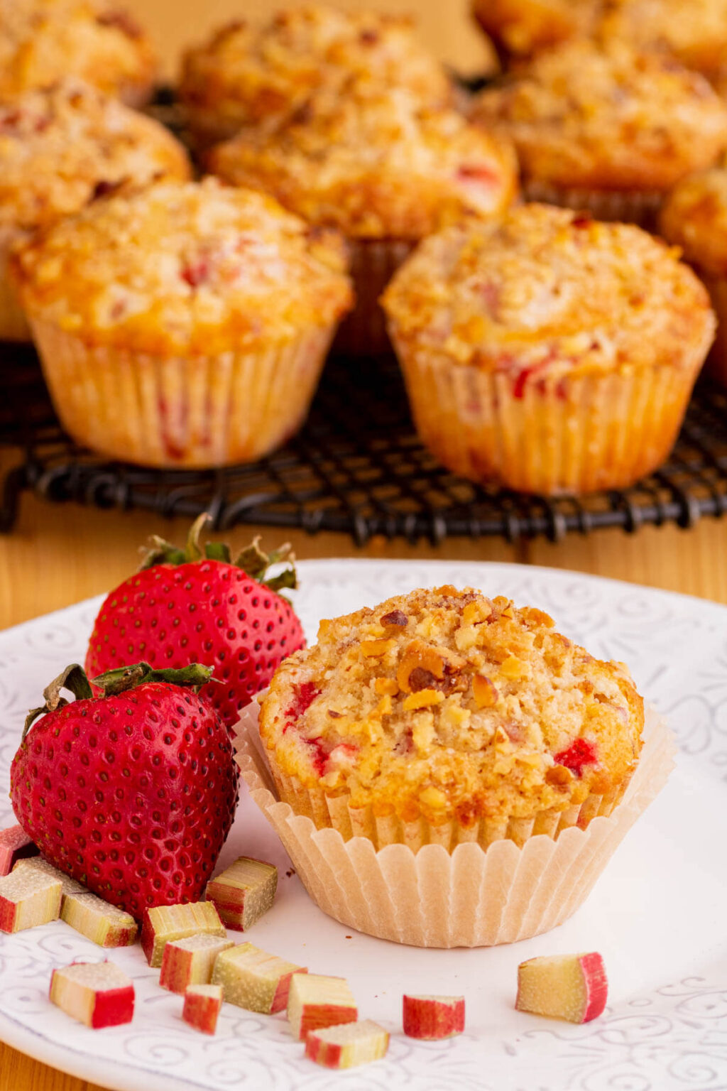 Strawberry Rhubarb Muffins with Streusel Dish 'n' the Kitchen