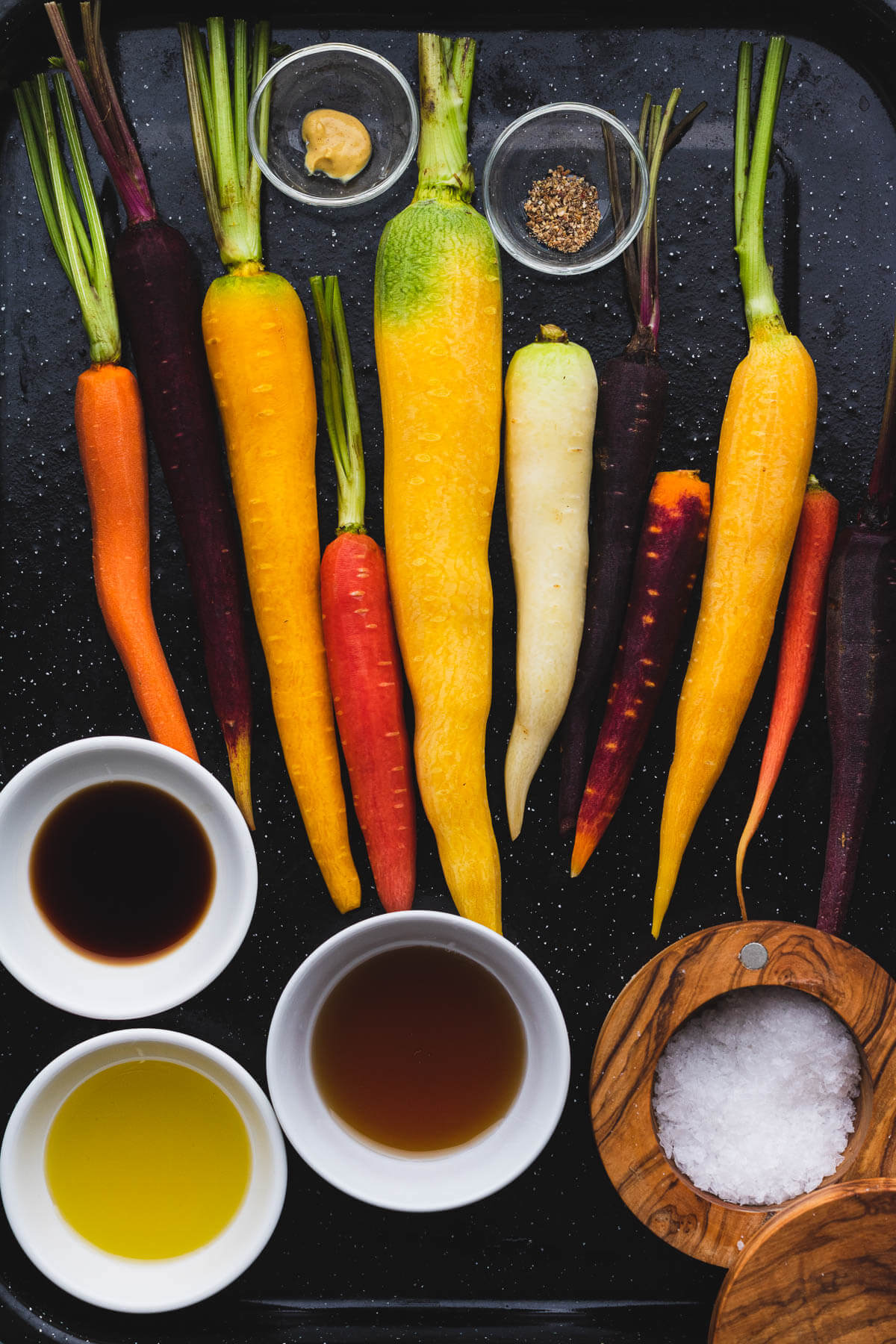 Ingredients used in making Maple Balsamic Roasted Carrots.