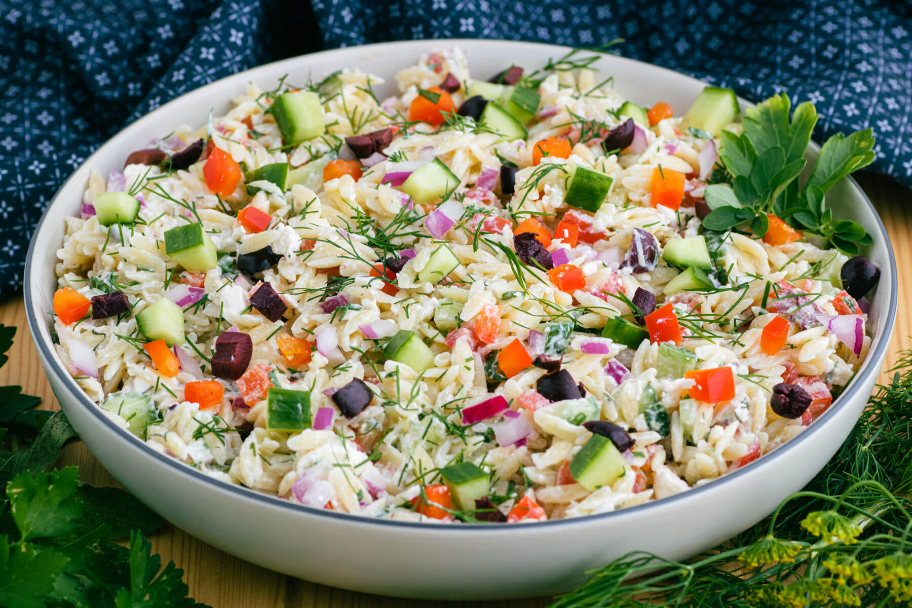Greek Orzo Salad Dish 'n' the Kitchen