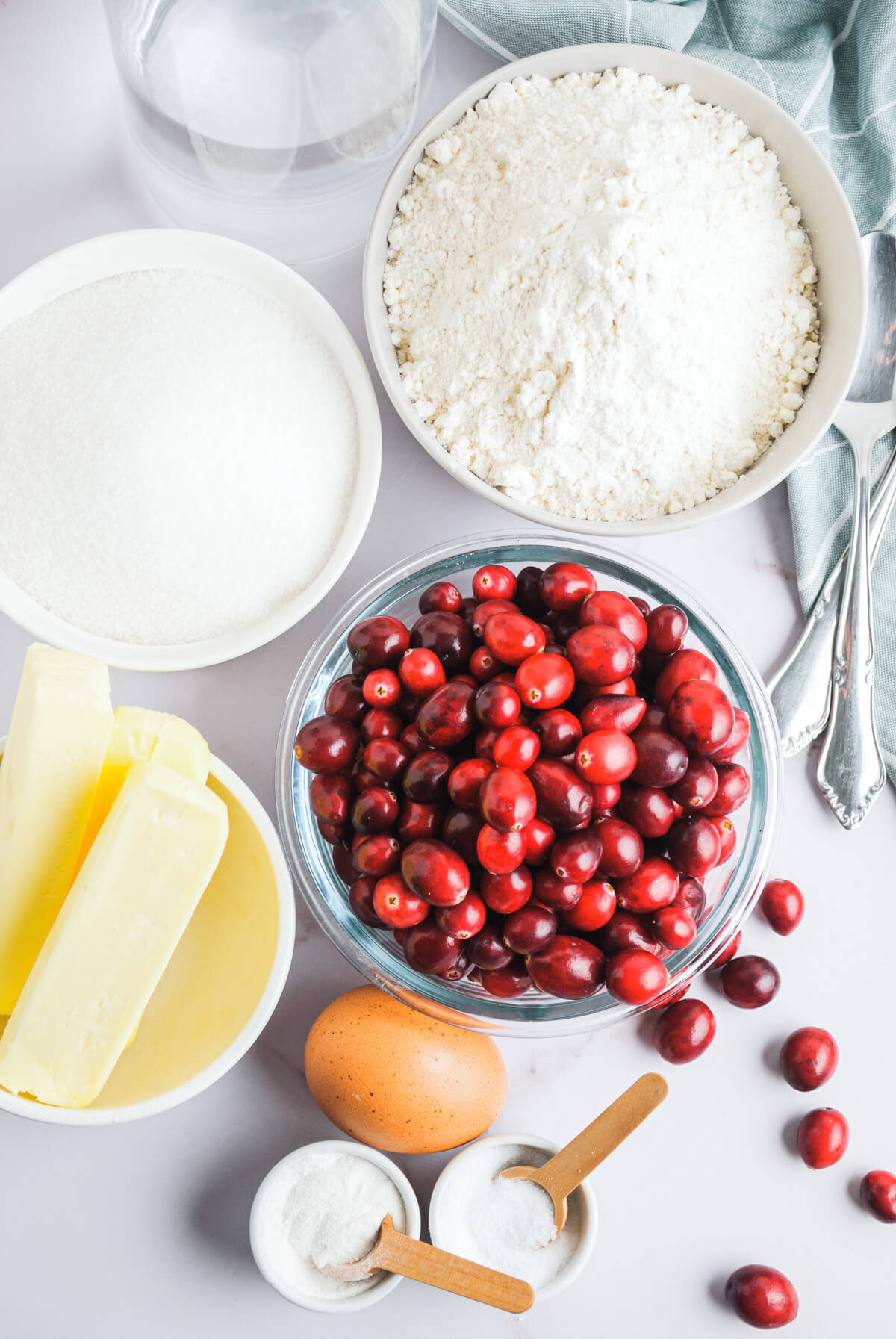 Ingredients needed to bake Cranberry Bars.