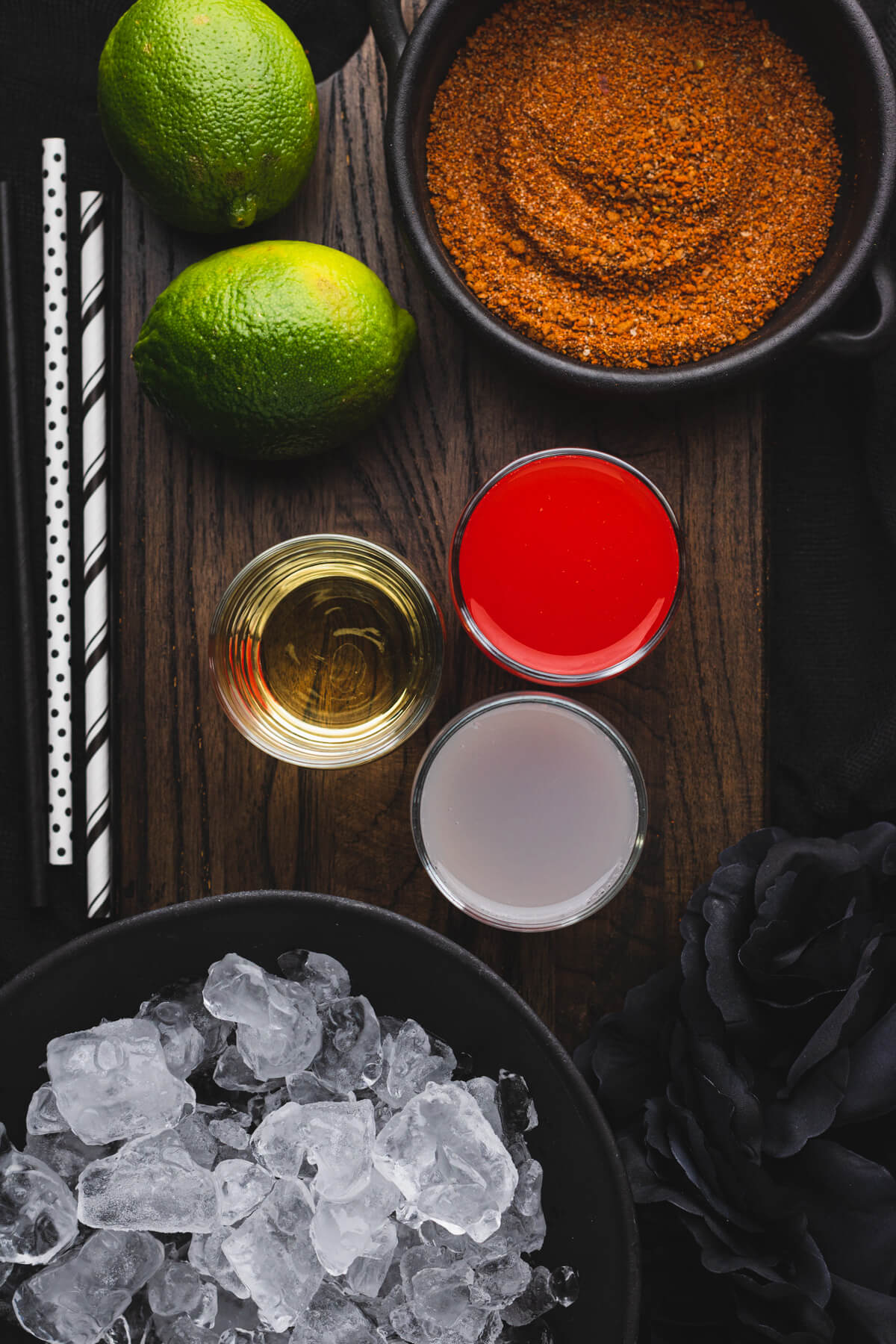 Ingredients needed to mix up a Vampiro Cocktail.