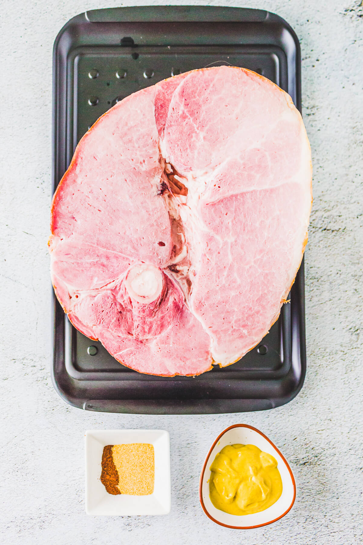 Ingredients required to make a Double Smoked Ham and glaze.
