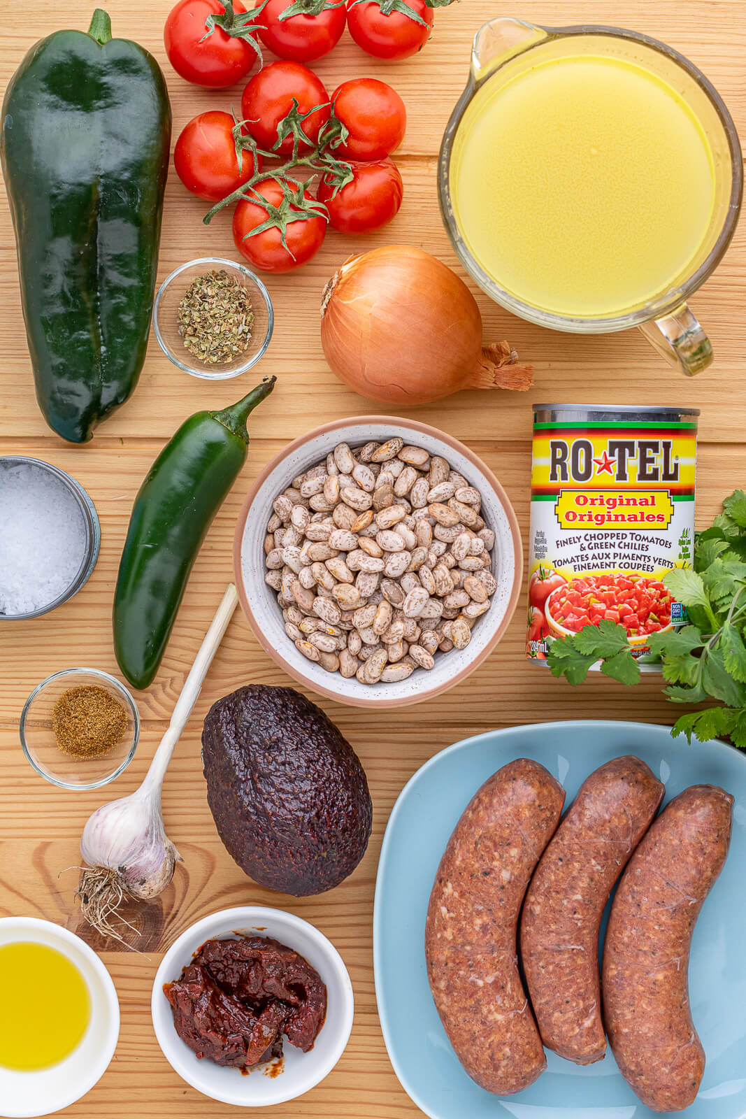 Ingredients required for Mexican style spicy Pinto Bean Soup.