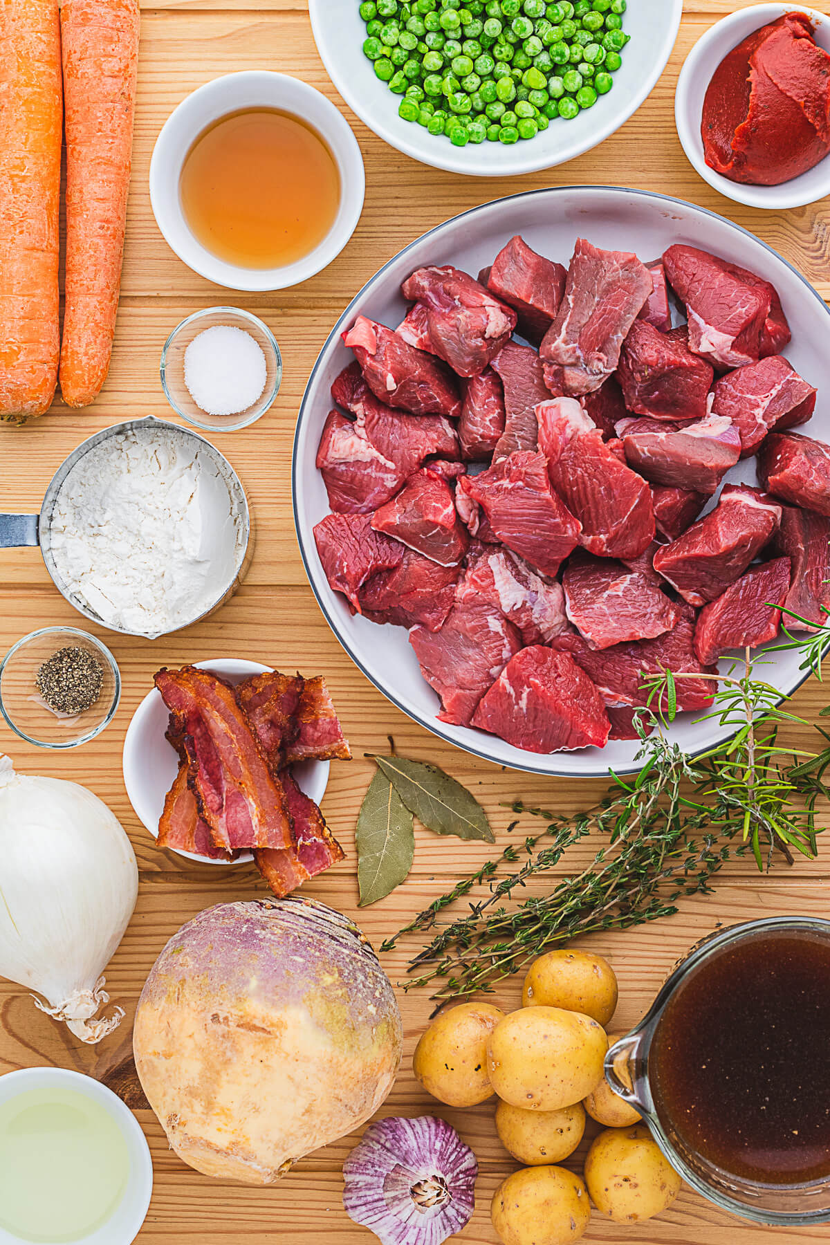 Ingredients required to make Instant Pot Beef Stew.