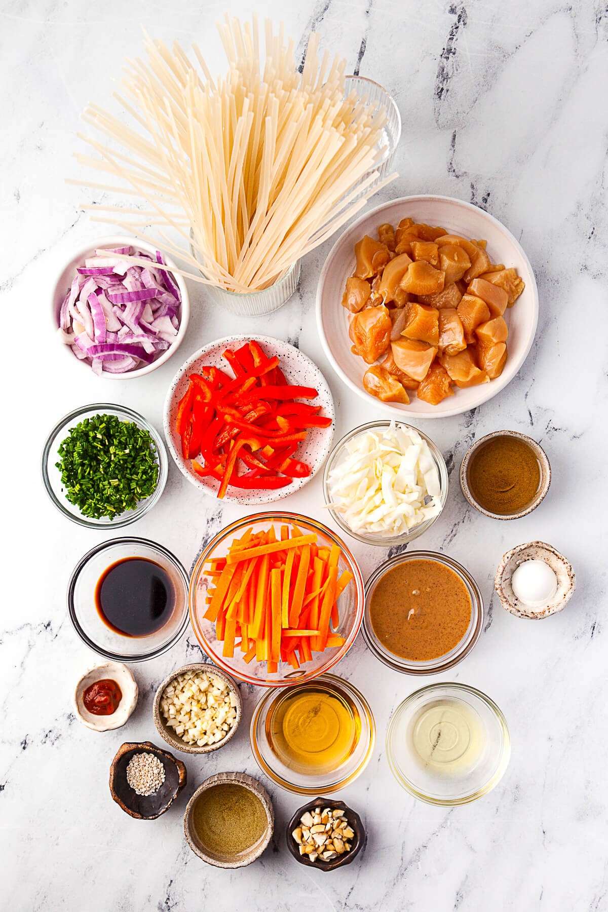 Ingredients required to make Spicy Peanut Noodles.