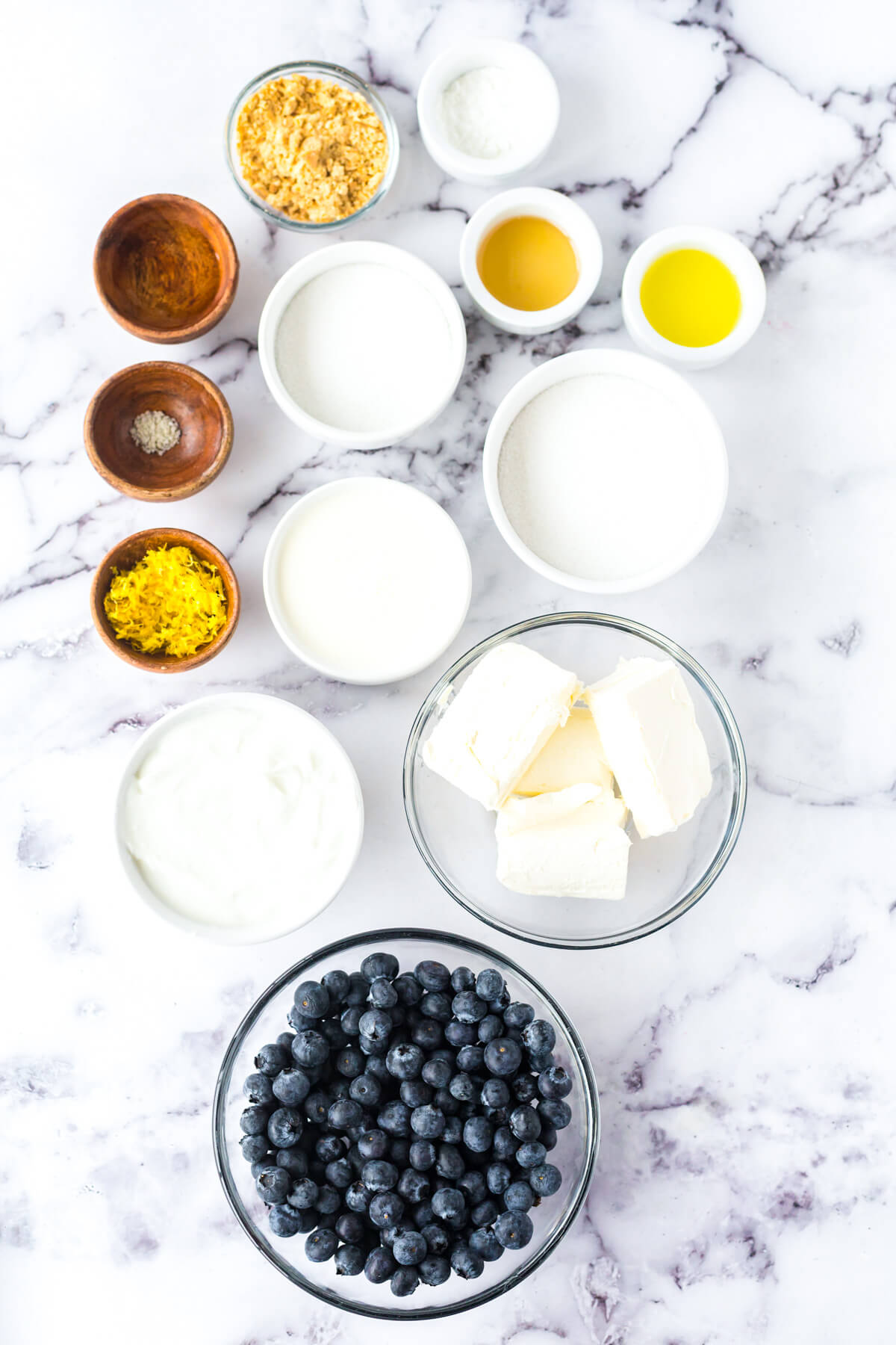Ingredients required to make Blueberry Cheesecake Ice Cream.
