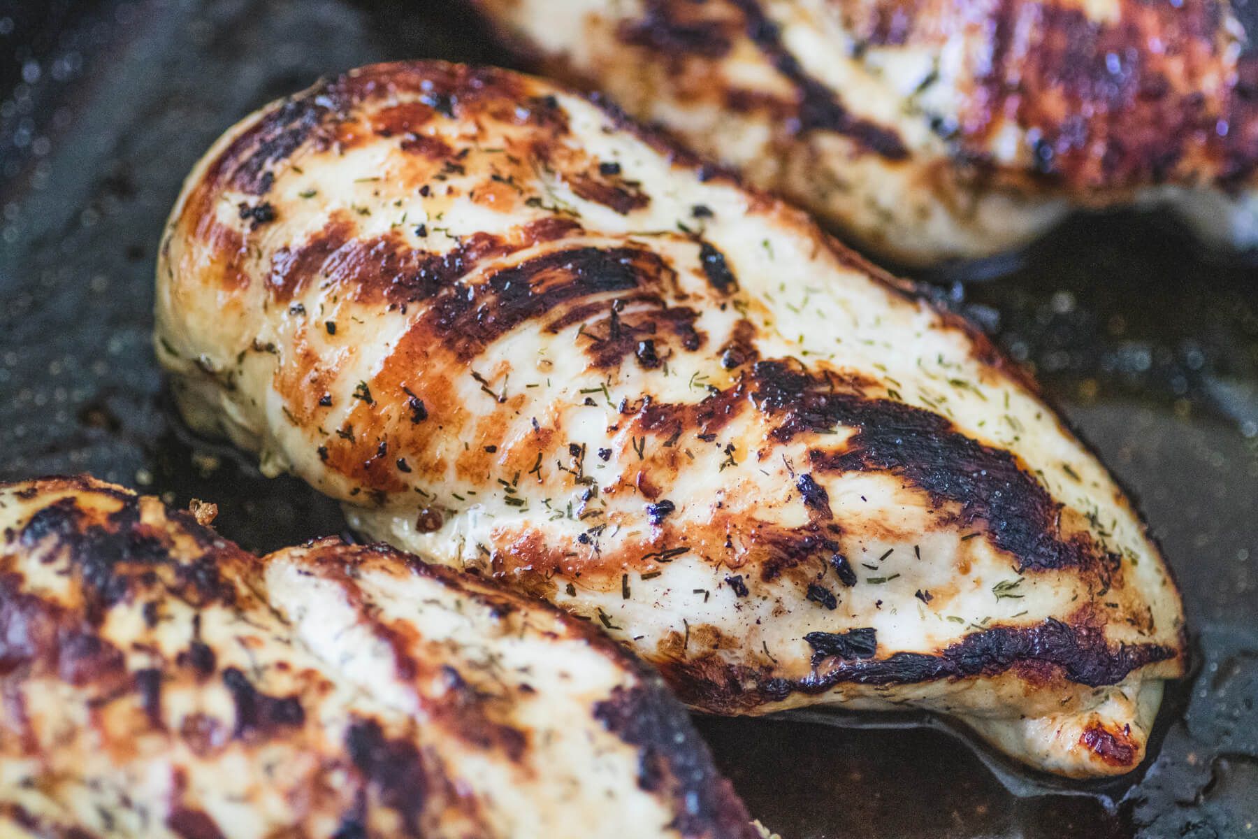 A perfectly cooked buttermilk and dill brined chicken breast.