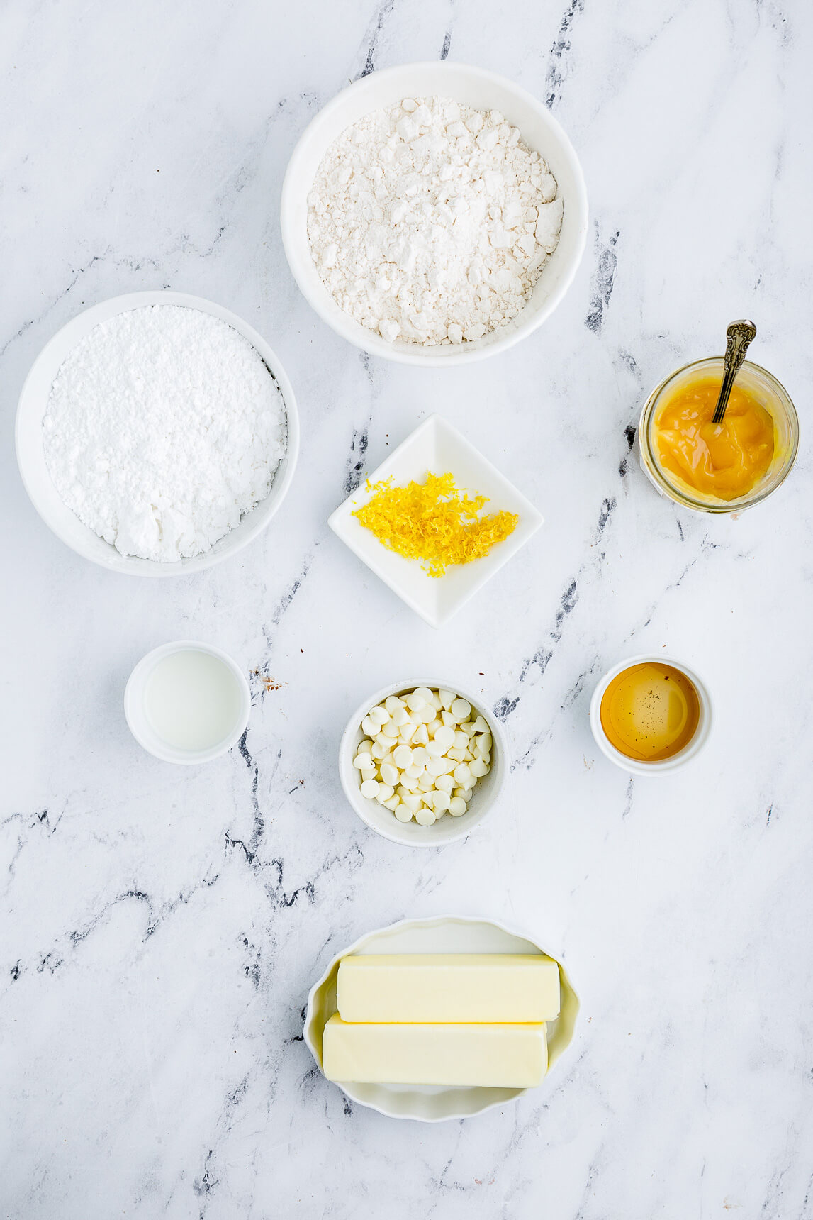 Ingredients required to make Lemon Curd Cookies.