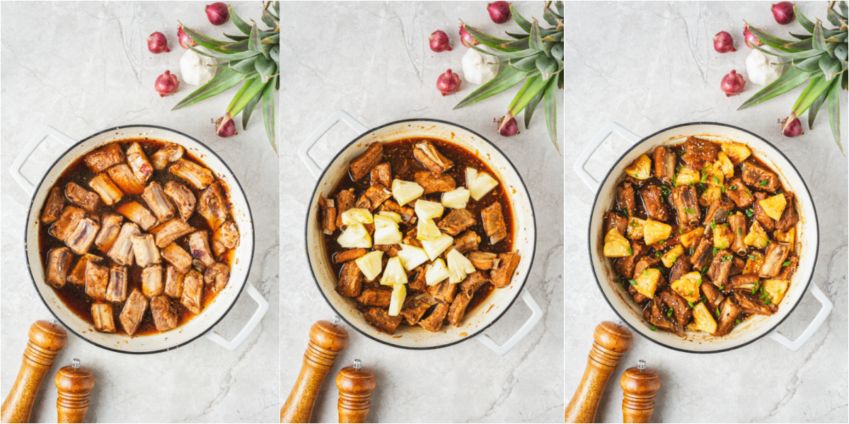 These tender, fall-off-the-bone Sticky Pork Ribs with Pineapple are coated in a sweet-savoury glaze that’s full of rich, umami flavour. A touch of pineapple adds brightness and natural sweetness, balancing the richness of the braised ribs. This easy, flavour-packed dish is perfect served over rice for a comforting and delicious meal the whole family will love.