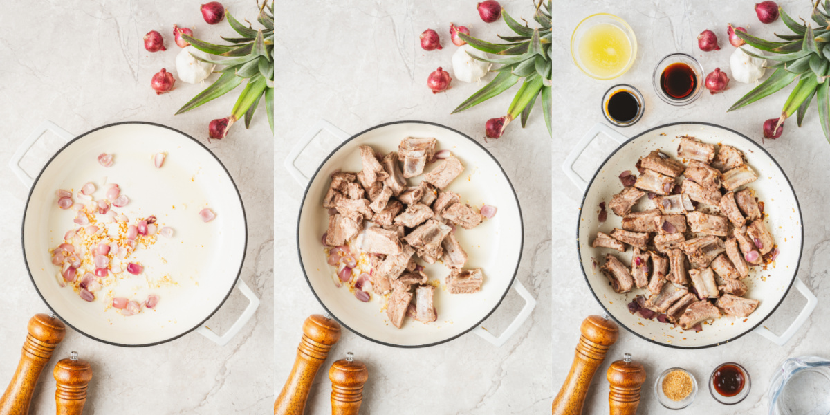 These tender, fall-off-the-bone Sticky Pork Ribs with Pineapple are coated in a sweet-savoury glaze that’s full of rich, umami flavour. A touch of pineapple adds brightness and natural sweetness, balancing the richness of the braised ribs. This easy, flavour-packed dish is perfect served over rice for a comforting and delicious meal the whole family will love.