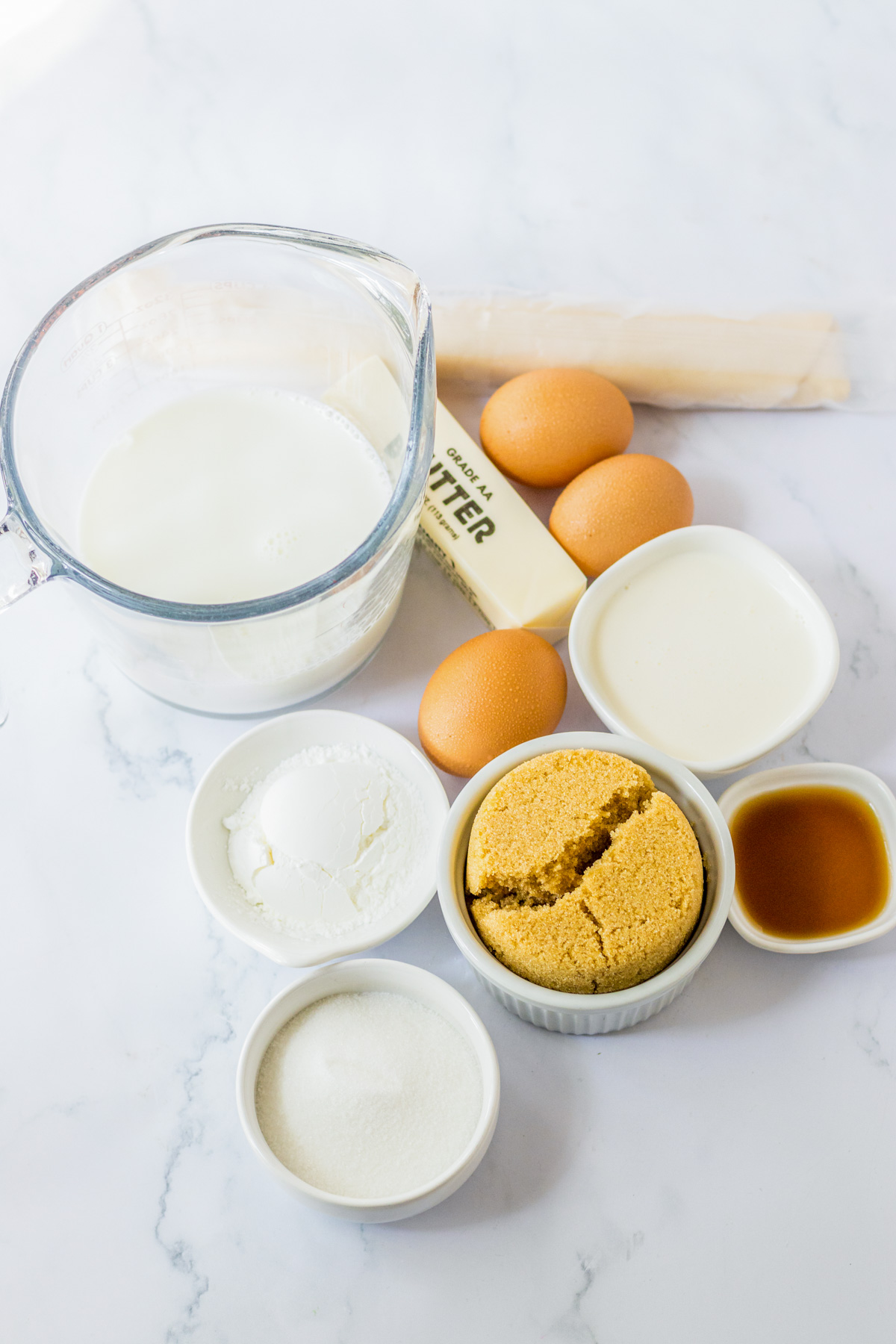 Ingredients required to make Butterscotch Pie.