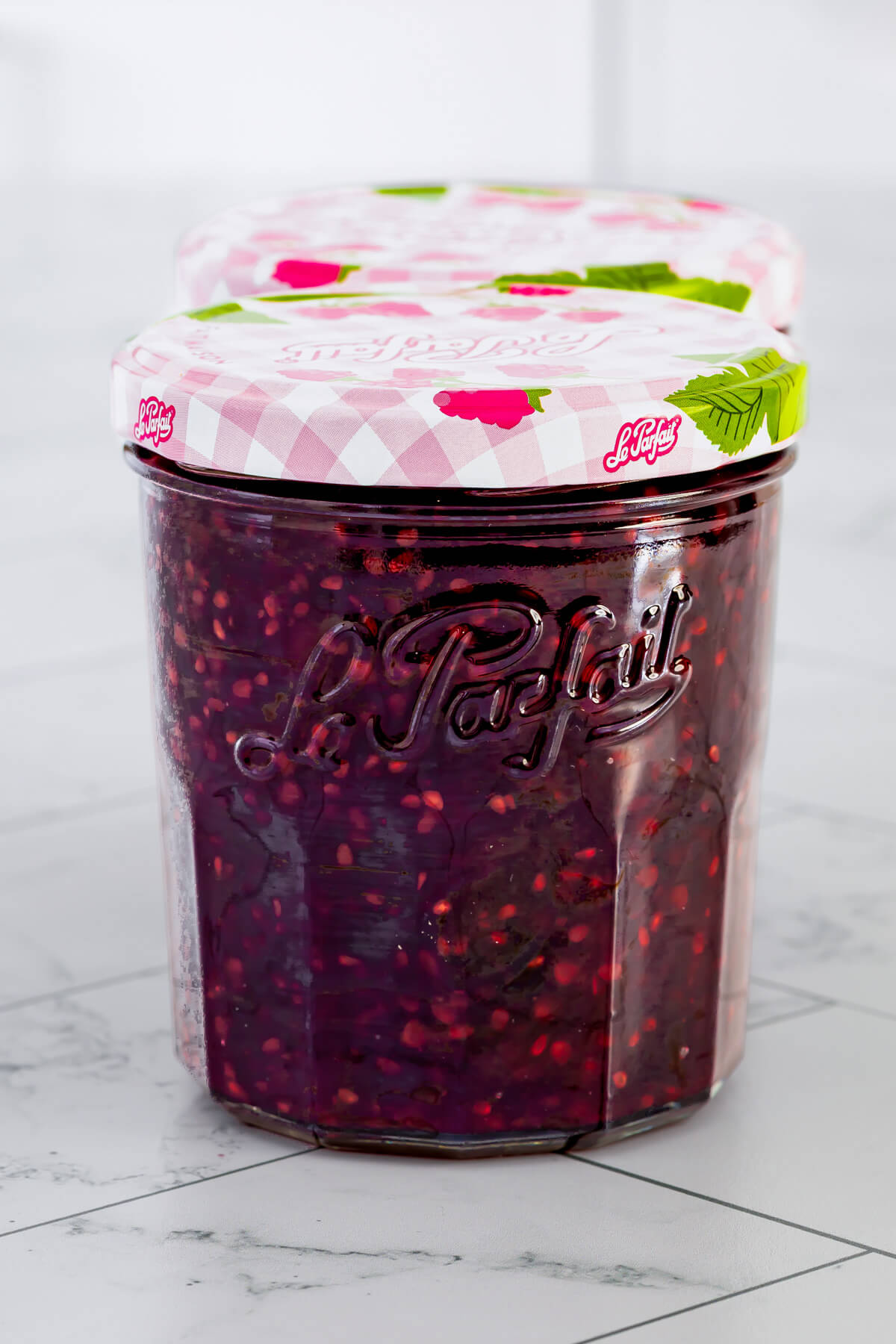 A jar of homemade blackberry jam.