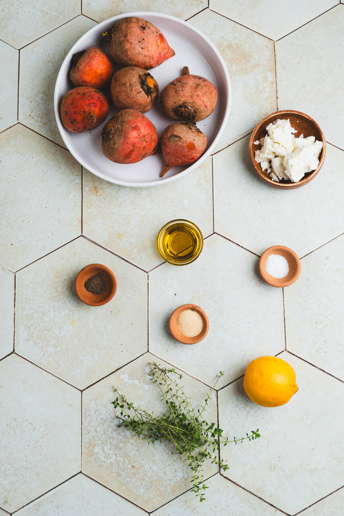 Ingredients required to make Roasted Golden Beets side dish.